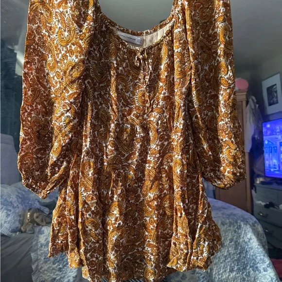 Faithfull the Brand Paisley Mini Dress in Brown and White - Picture 2 of 9